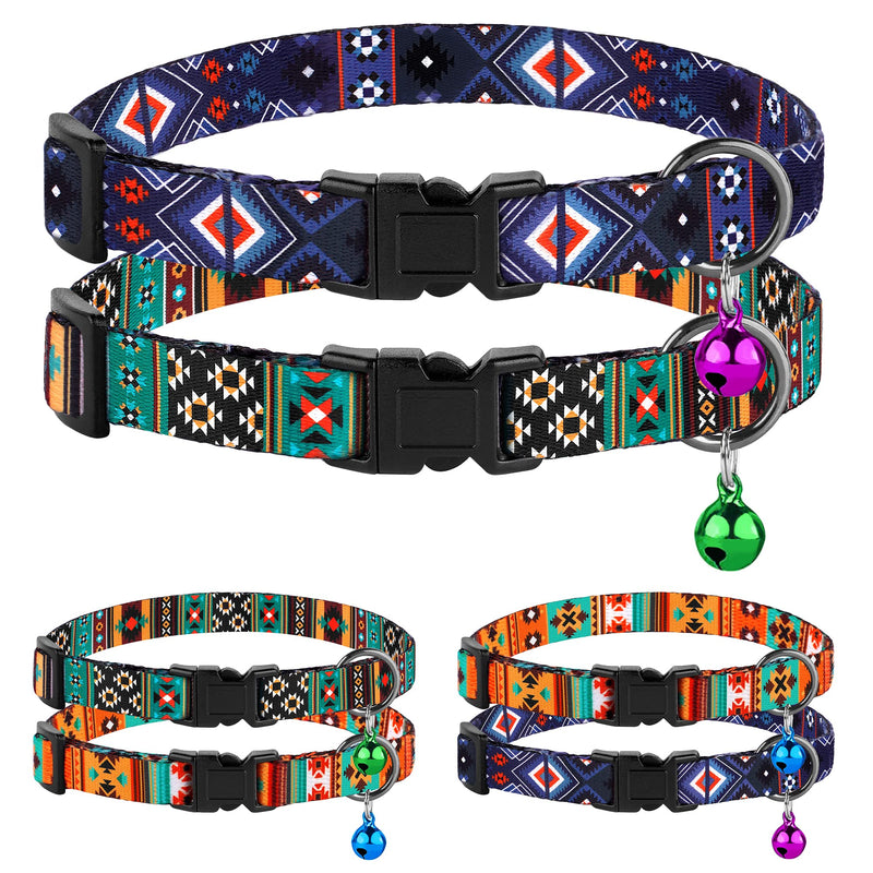 Cat Collar Breakaway 2PCS Adjustable Pattern Tribal Aztec Southwest Safety Pet Collars for Cats Kitten (Aztec + Tribal) Aztec + Tribal - BeesActive Australia