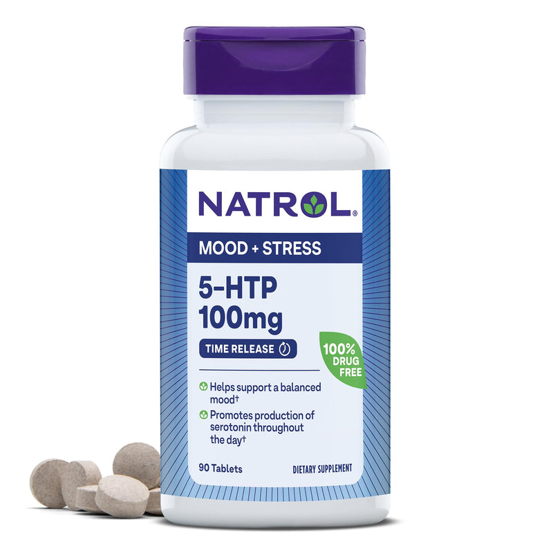 Natrol 5-HTP 100mg, Dietary Supplement Helps Support a Balanced Mood, Mood and Stress Support Supplement, 90 Time Release Tablets, 45-90 Day Supply Unflavored 90 Count (Pack of 1) - BeesActive Australia