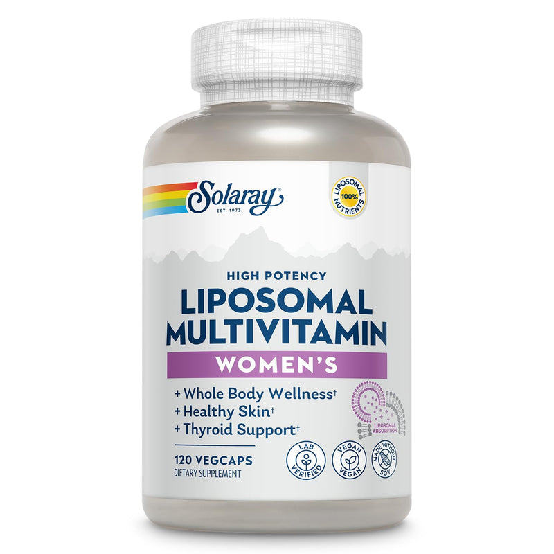 SOLARAY Liposomal Multivitamin for Women, Enhanced Absorption, High Potency w/Iron, Vitamin D, Vitamin C, B12, Biotin, CoQ10, Immune Support, Bone Health, Vegan, 60 Servings, 120 VegCaps | Women's Daily Multivitamin, Enhanced Absorption, Vitamins, Mine...