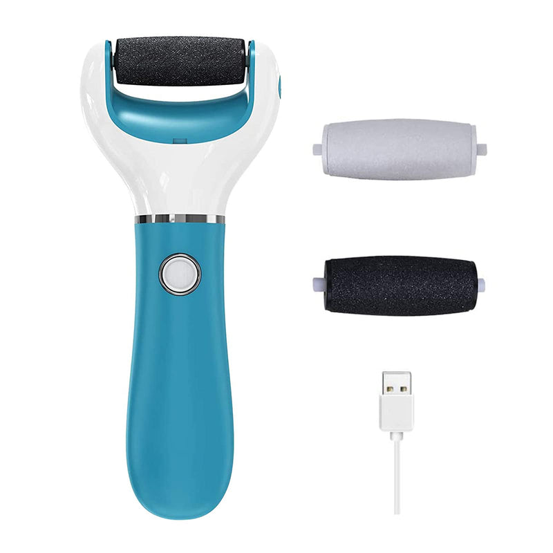 Electric Foot File Callus Remover Professional, 2-Speed Rechargeable Pedicure Tool for Remove Calluses, Dry, Hard, Dead, Cracked Skin, Includes 2 Coarses (Blue) - BeesActive Australia