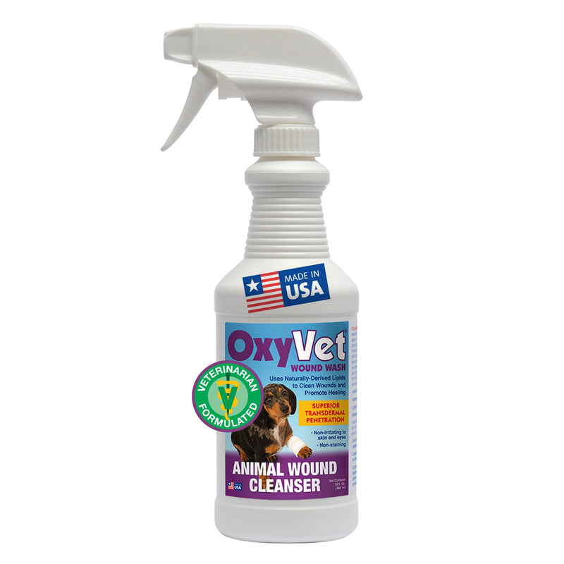 OxyVet Wound Wash for Dogs | Excellent Cleansing Agent | Non-Irritating to Skin and Eyes | Wound Cleanser | Non-Staining Wound and Skin Care | 16 Fl Oz Pet First Aid Spray Bottle - BeesActive Australia