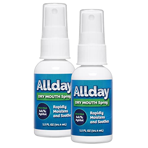 Allday Dry Mouth Spray - Maximum Strength Xylitol, Fast Acting, Long Lasting, Non-Acidic (Pack of 4) 1.5 Fl Oz (Pack of 4)