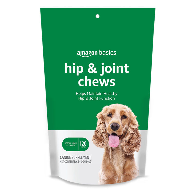Amazon Basics Dog Hip & Joint Daily Supplement Chews with Glucosamine, MSM, and Vitamin C, Duck Flavored, 120 Count (Previously Solimo) 120 Count (Pack of 1)