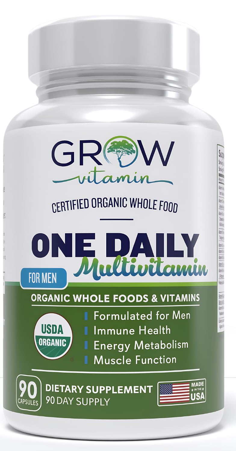 One Daily Multivitamin for Men - 90 Capsules | Vitamins & Minerals, Organic Whole Foods, Boost Energy & General Health, Non-GMO, 3 Month Supply