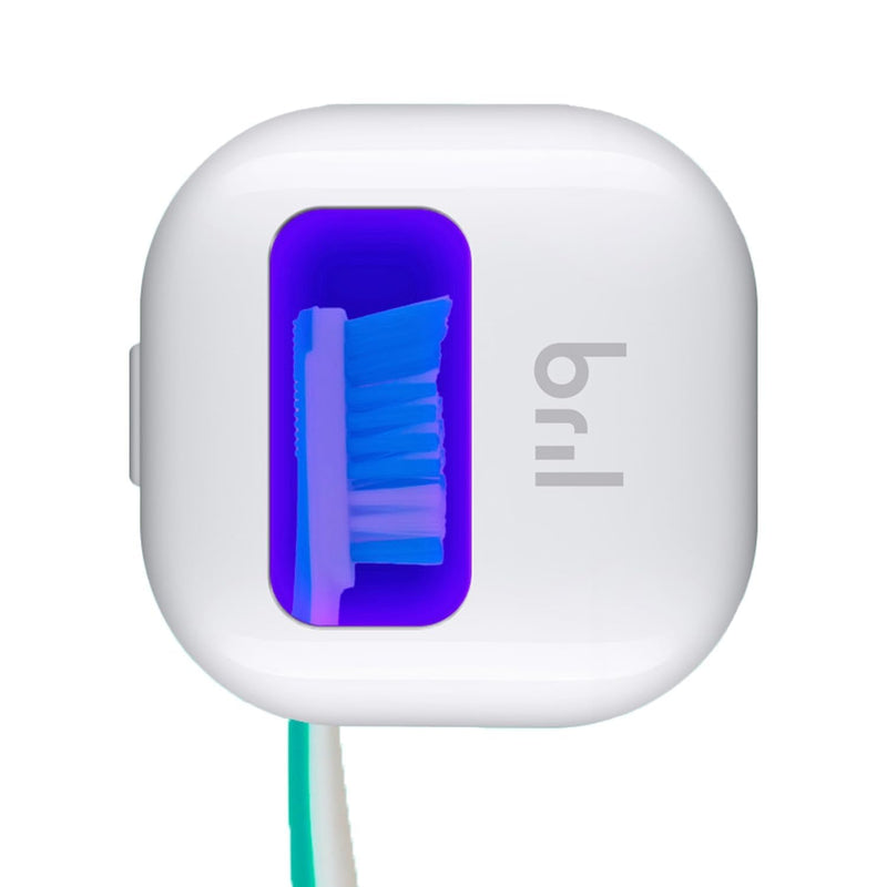 Bril UV-C Toothbrush Sanitizer, Portable Cleaner, Travel Cover, Magnetic Holder, and Rechargeable Case for Any Size Toothbrush, White - BeesActive Australia