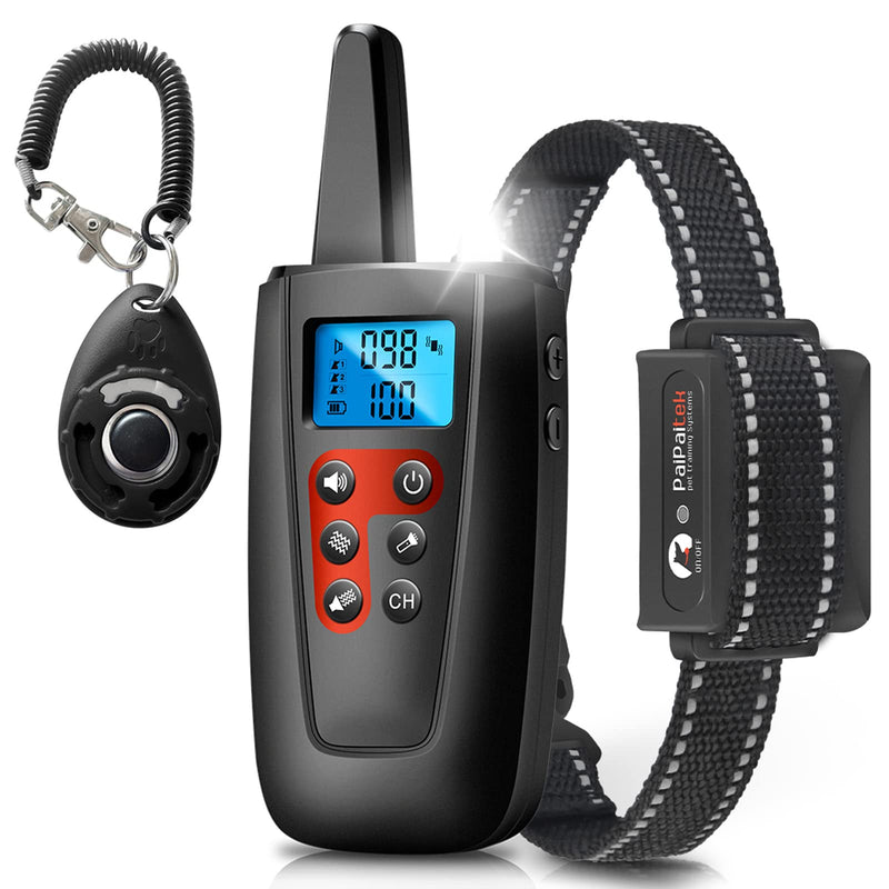 Paipaitek No Shock Dog Training Collar, 3300ft Range Vibrating Dog Collar, IPX7 Waterproof Dog Training Collar with Remote, only Sound and Vibration Collar for Training Dogs Black - BeesActive Australia