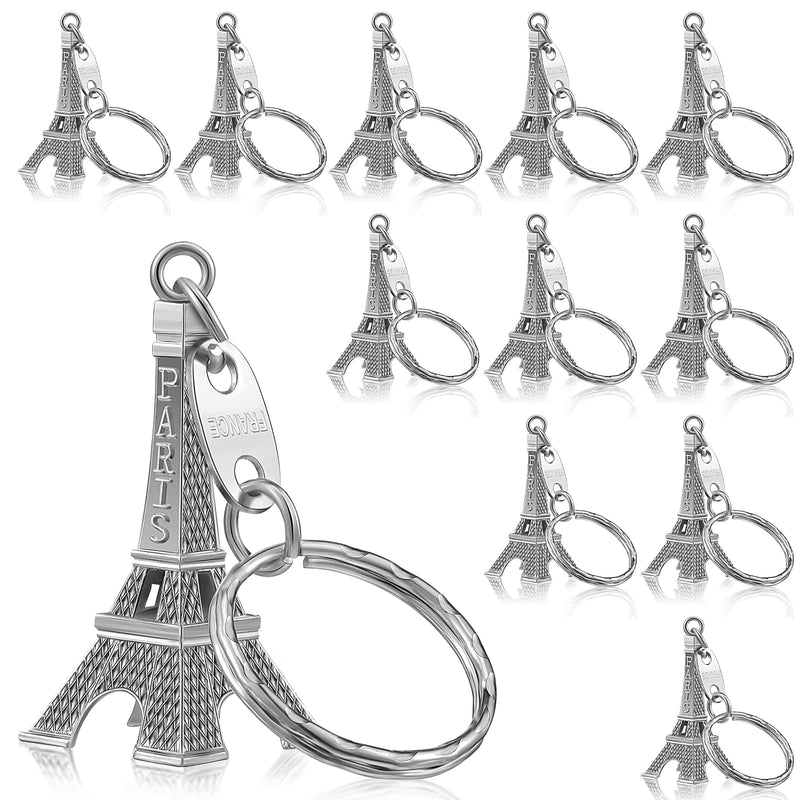 Junkin 30 Pieces Eiffel Tower Keychain Retro Keychain Decorations Purse Charms Statue Model Prom Keychain French Souvenirs Silver - BeesActive Australia
