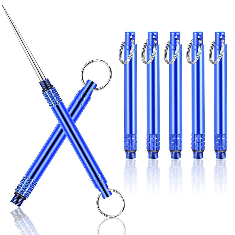CHENGU 5 Pieces Metal Titanium Toothpicks Portable Toothpick Keychain with Protective Holder Stainless Steel Teeth Toothpick Reusable Toothpicks Pocket Toothpicks for Picnic Camping Traveling(Blue) Blue - BeesActive Australia