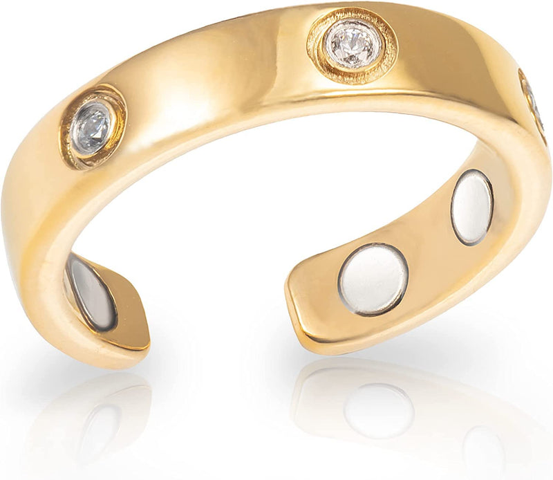 MagnetRX¬Æ Magnetic Rings for Women ‚Äì Elegant Crystal Ring ‚Äì Magnet Rings for Women (Gold | Size: 8) Gold