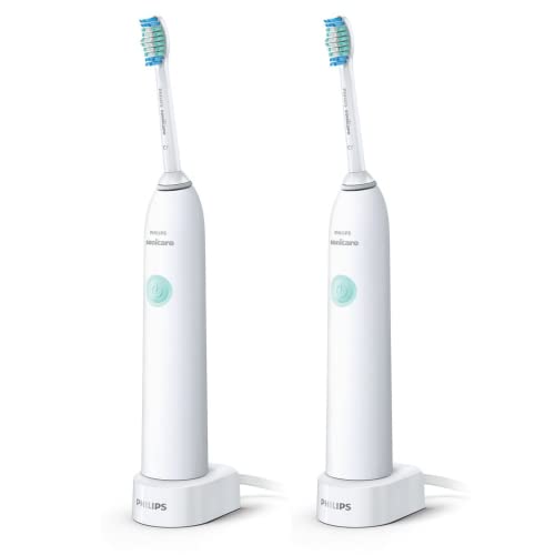 Philips Sonicare Dailyclean Rechargeable Electric Toothbrush, 2 Count White 2 Count (Pack of 1)