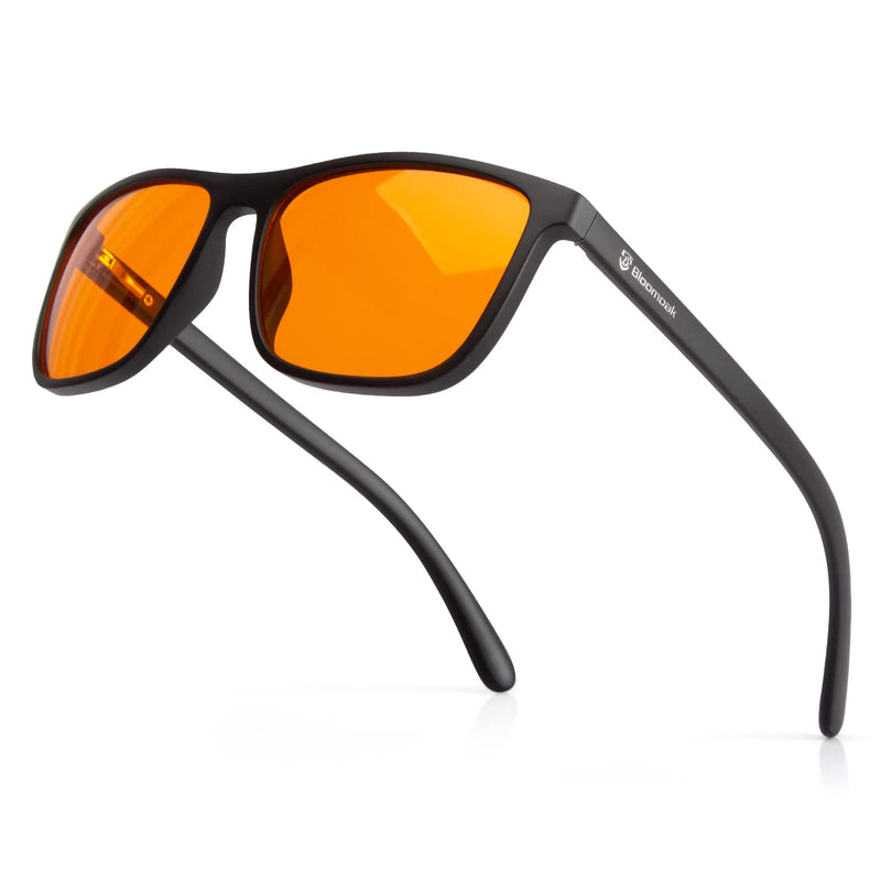 Bloomoak-99% Blue Green Light Blocking Glasses - Gaming Glasses - Anti Glare - Anti Fatigue -Suitable for Screens, Games, TVs 99% - Matte Black (Hard Case Included) Orange Lens - Night - BeesActive Australia