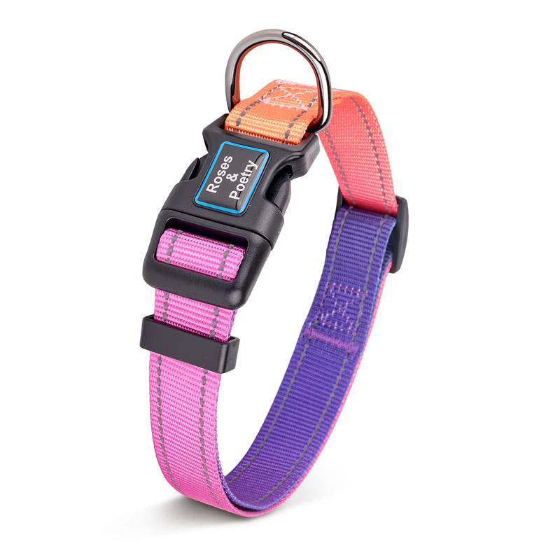 Roses&Poetry Reflective Dog Collar with Gradient Mistyrose, Adjustable Durable Pet Collars for Small Medium Large Dogs (Mistyrose-M) - BeesActive Australia