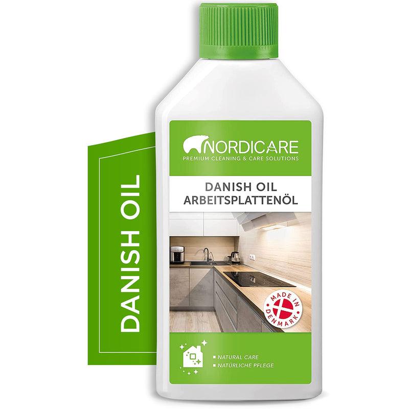 Danish Oil for Wood by Nordicare - Danish Oil Underlines The Natural Structure of The Wood (Oak, Cherry, Pine and More) - Wood Oil for Wooden Worktops - Made in Denmark (500ml) 500 ml - BeesActive Australia