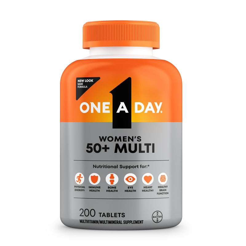 One A Day Multivitamin for Women 50 and Over Tablets, Womens Multivitamin 50 plus with Vitamins D, C, E, Zinc & Biotin, Daily Vitamins for Woman 50+, 200 Ct