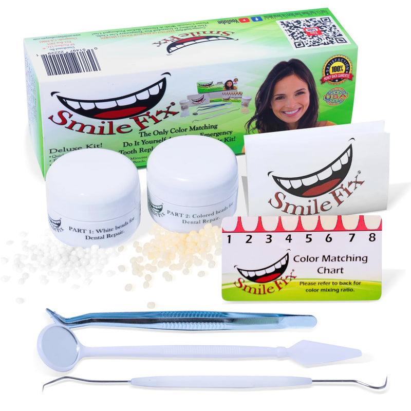 SmileFix Deluxe Dental Repair Kit - Color Matching Compound - Includes Tools - Missing Or Damaged Teeth - Fix Gaps, Broken Teeth - Durable Tooth Repair - Fast & Easy Process