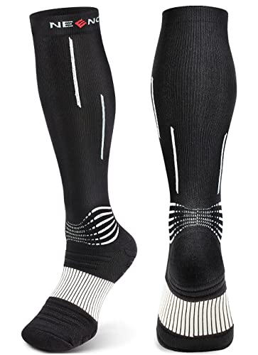 NEENCA Compression Socks, Medical Athletic Calf Socks for Injury Recovery & Pain Relief, Sports Protection—1 Pair, 20-30 mmhg Medium Black White