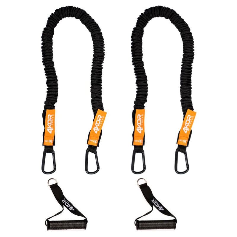 Resistance Cords - Shoulder and Core Resistance Bands - Perfect for Dynamic Warmups and Rehab - Deluxe Pair of 2 Black Cords and 2 Universal Handles - 4KOR Fitness 30 lbs - BeesActive Australia