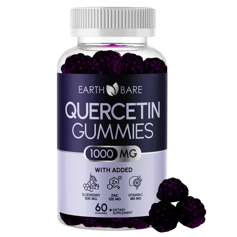 Quercetin Gummies with Elderberry, Zinc & Vitamin C – Immune Support Supplement – Antioxidant & Seasonal Wellness – Vegan, Non-GMO, Natural Berry Flavor – 60 Gummies