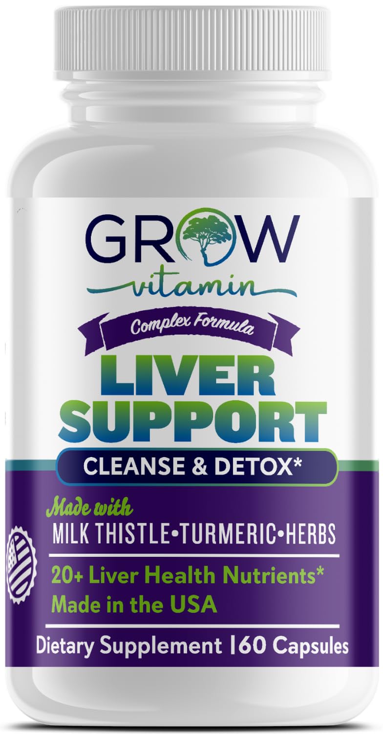 grow vitamin Liver Cleanse Detox Capsules w/Unique Blend of Milk Thistle, Artichoke & Dandelion Extract - Liver Supplement Includes Turmeric, Beetroot & Choline - 60 Capsules