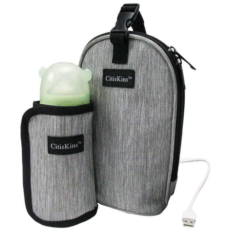 Bottle Warmer For Baby Milk USB Portable Bottle Heating Bag Car Bottle Warmer Water Warming Bag On The Go Bottle Warmer At Home Or Travel (grey) grey - BeesActive Australia