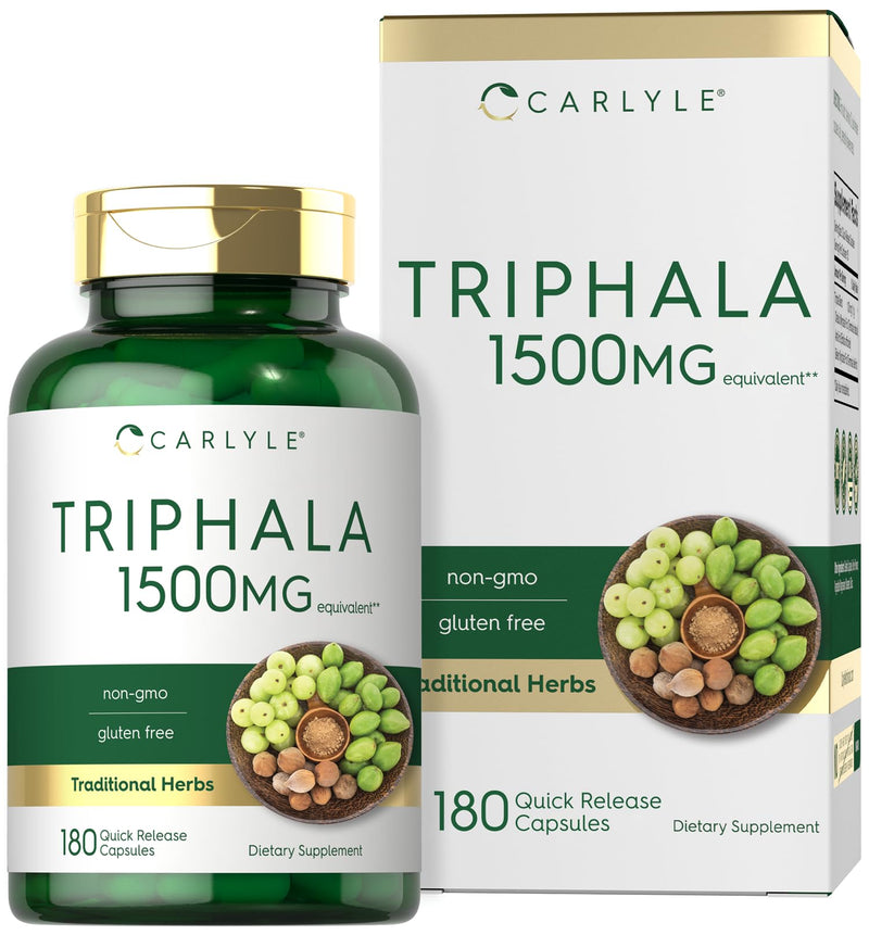 Carlyle Triphala Capsules | 1500mg | 180 Count Supplement | Non-GMO and Gluten Free - BeesActive Australia