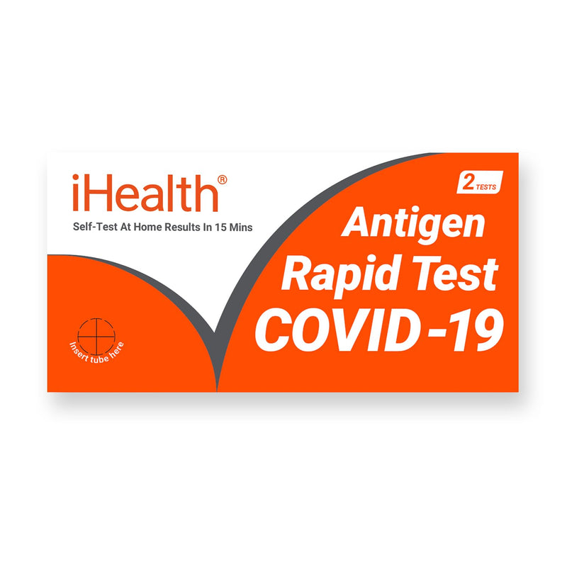 iHealth COVID-19 Antigen Rapid Test, 1 Pack, 2 Tests Total, FDA EUA Authorized OTC at-Home Self Test, Results in 15 Minutes with Non-invasive Nasal Swab, Easy to Use & No Discomfort Orange