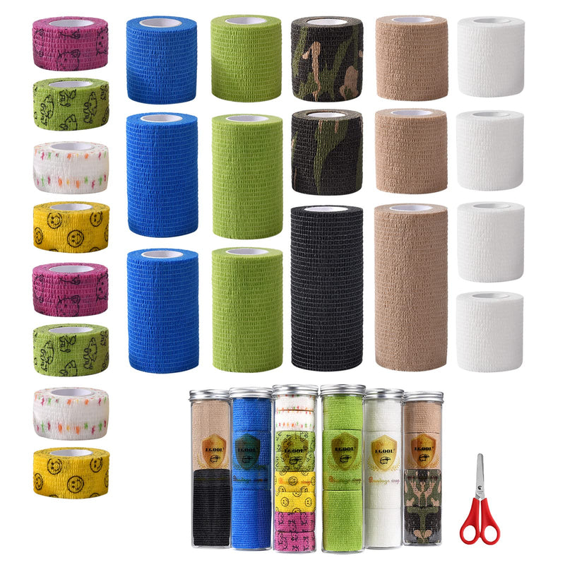 24 Rolls X 5 Yards Self Adhesive Bandage Wrap, Versatile Colorful Elastic Cohesive Bandages,Vet wrap,First Aid - BeesActive Australia