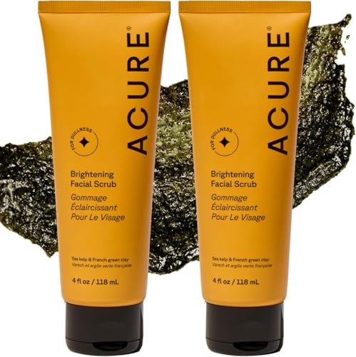 Acure Brightening Facial Scrub - Exfoliating Face Wash - 4 fl oz (2 Pack) 4 Fl Oz (Pack of 2)