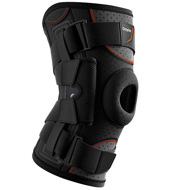 Omples Hinged Knee Brace for Knee Pain, Meniscus Tear Knee Support with Side Stabilizers for Men and Women Patella Knee Brace for Arthritis Pain Running Working Out Black (X-Large) X-Large