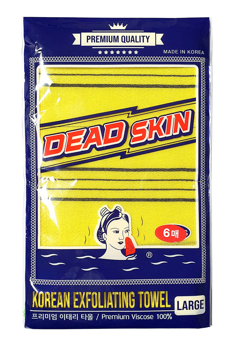 DEAD SKIN Professional Exfoliating Towel Bath Washcloth Mitt Korean Italy Towels (Large 6 pcs) (Yellow 3pcs + Green 3pcs) Yellow 3pcs + Green 3pcs - BeesActive Australia