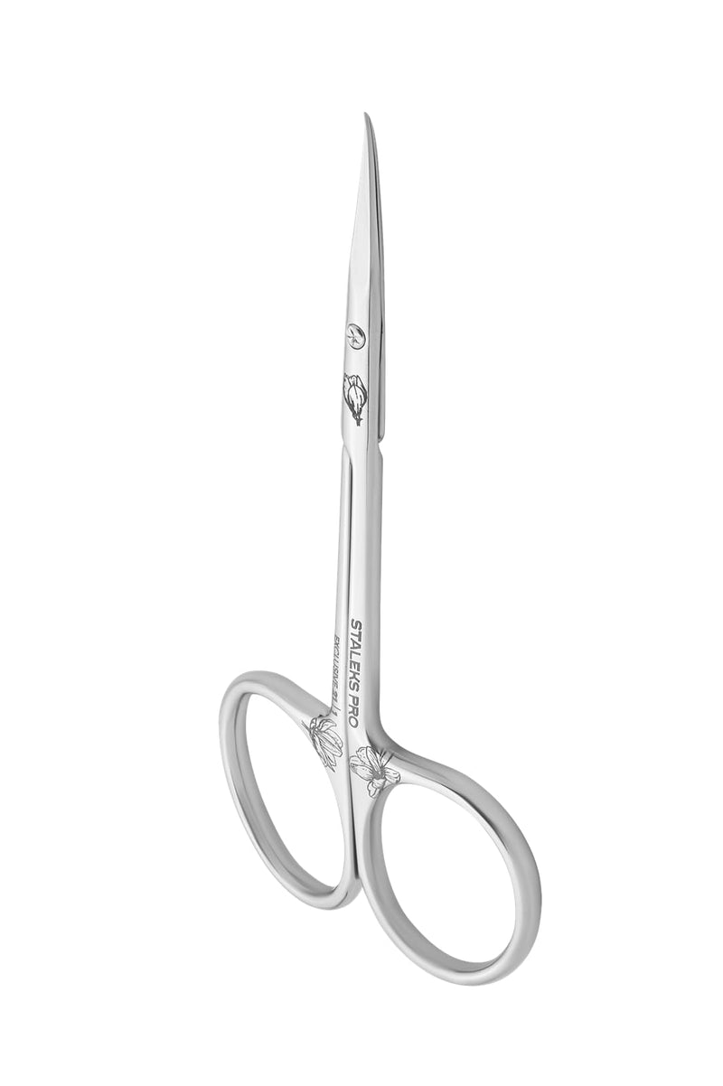 Staleks Exclusive 21 Type 1 Hook-shaped blade Cuticle Scissors (Magnolia) – Enhanced Visibility, Medium Handles - BeesActive Australia