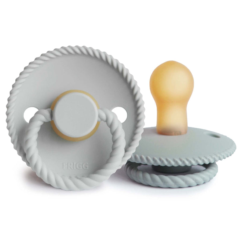 FRIGG Rope Natural Rubber Baby Pacifier | Made in Denmark | BPA-Free (Silver Gray/French Gray, 0-6 Months) 0-6 Month Silver Gray/French Gray - BeesActive Australia