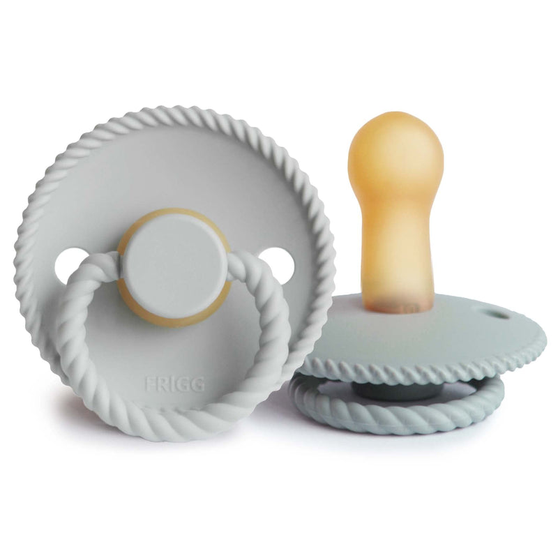 FRIGG Rope Natural Rubber Baby Pacifier | Made in Denmark | BPA-Free (Silver Gray/French Gray, 6-18 Months) 6-18 Month Silver Gray/French Gray - BeesActive Australia