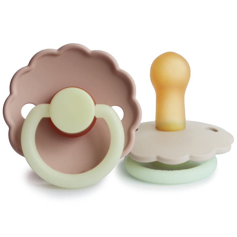 FRIGG Daisy Night Natural Rubber Baby Pacifier | Made in Denmark | BPA-Free (Blush/Cream, 6-18 Months) 2-Pack 6-18 Month Cream/Blush - Night - BeesActive Australia