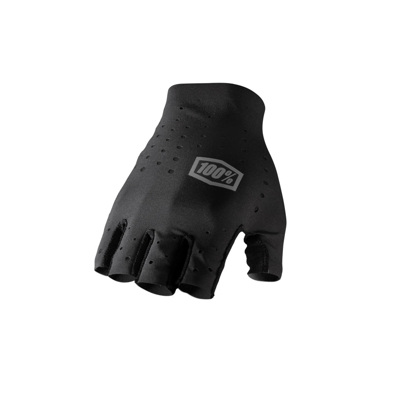 100% Sling Short Finger Mountain Biking Gloves - Lightweight Fingerless MTB Off Road Cycling Gloves Black Small
