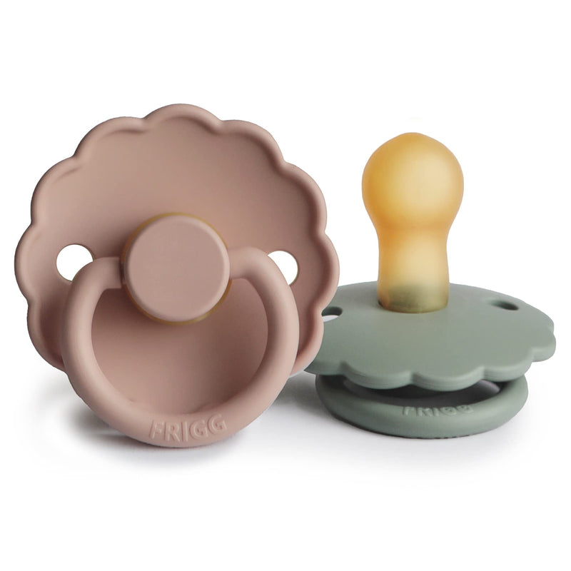 FRIGG Daisy Natural Rubber Baby Pacifier | Made in Denmark | BPA-Free (Blush/Sage, 0-6 Months) 2-Pack 0-6 Month Blush/Sage - BeesActive Australia