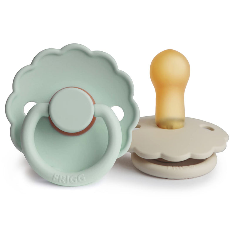 FRIGG Daisy Natural Rubber Baby Pacifier | Made in Denmark | BPA-Free (Seafoam/Cream, 6-18 Months) 2-Pack 6-18 Month Seafoam/Cream - BeesActive Australia