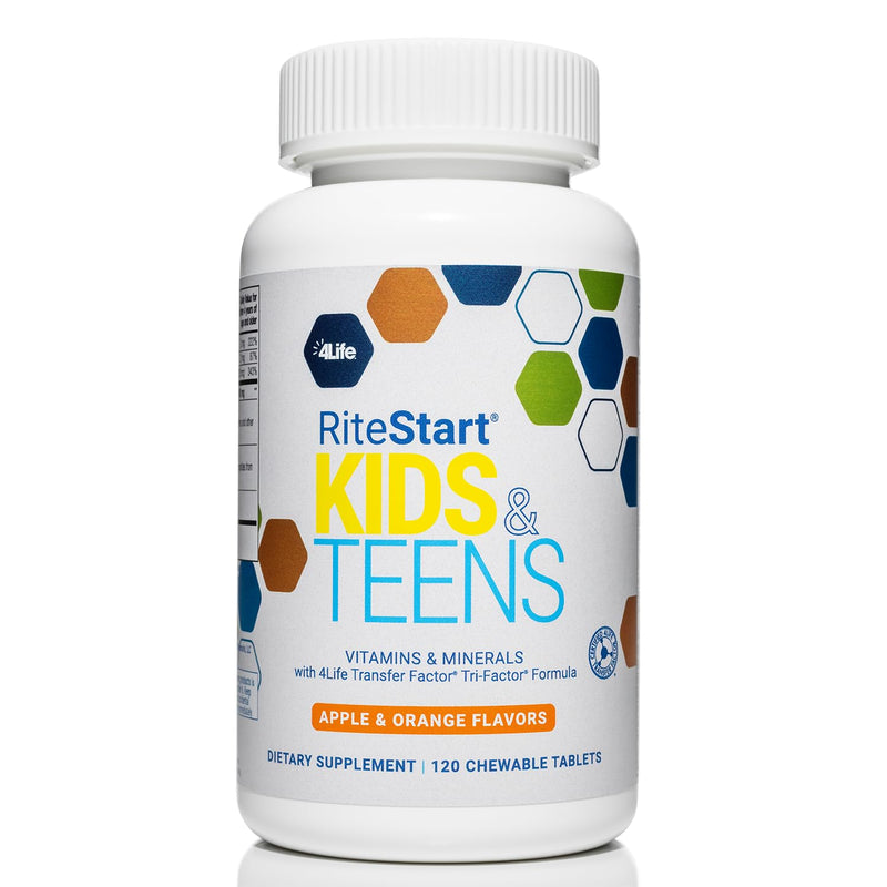 4Life RiteStart Kids and Teens Multivitamin Chewables, 120 Tablets | Vitamins, Minerals, Choline, Immune support, Energy, Growth, Brain health, Apple and orange flavors, Chewable tablets