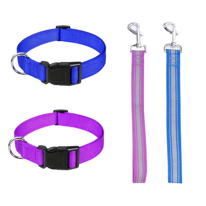 4 Pieces Goat Lead and Goat Collars Set, Nylon 11 inch Goat Lead with Reflective Strip Design and Nylon Goat Collar for Small Farm Animal Goat Cow Horse Sheep (Blue) Blue - BeesActive Australia