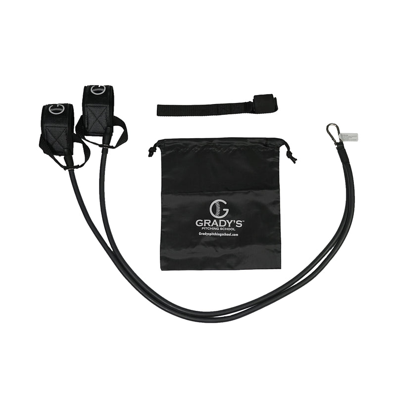 Gradys Pitching School Pitching Training Bands with 2 Color-Coded Resistance Levels for Warm-Up and Arm Strength - Resistance Bands for Pitchers for Throwing Velocity, Accuracy, Power, and Flexibility Black