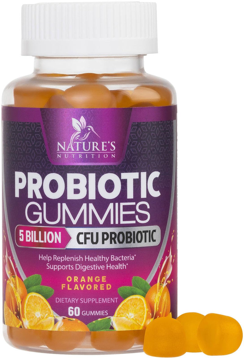 Probiotics for Digestive Health Gummies - 6 Unique Strains for Daily Immune Support & Gut Health, Supports Constipation, Gas & Bloating - Best Probiotic Supplement Gummy for Women & Men - 60 Gummies 60 Count (Pack of 1)