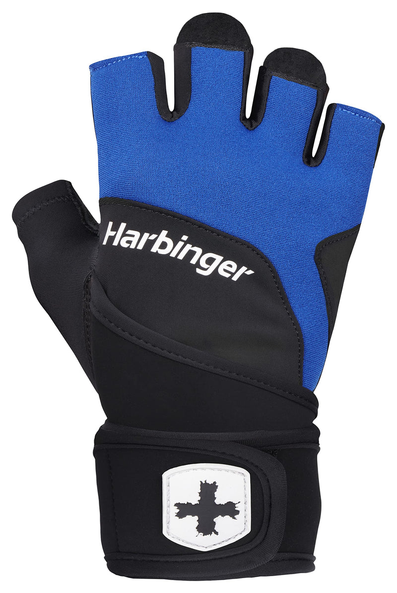 Harbinger Training Grip Wristwrap Weight Lifting Gloves, Unisex Unisex Blue Medium