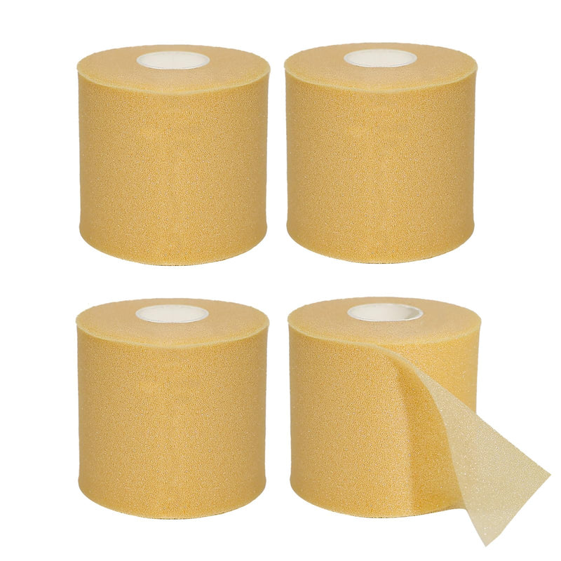 Dimora Pre Wrap Athletic, 4 Rolls Prewrap Headband for Hair, 120 Yards Foam Underwrap Athletic Tape, Best Padding for Underneath Sports Tape, 2.75 Inches x 30 Yards - Beige - BeesActive Australia