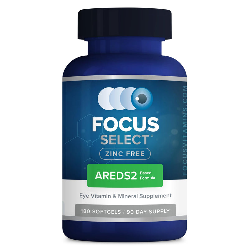 Focus Select AREDS2-Based Zinc Free Eye Vitamin Supplement, 180 Count | Eye supplement with lutein and zeaxanthin to support macular health, made in USA, safe for smokers, 90-day supply 180 Count (Pack of 1)