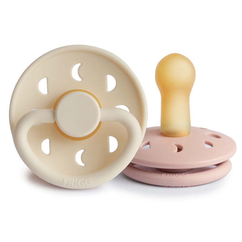 FRIGG Moon Natural Rubber Baby Pacifier | Made in Denmark | BPA-Free (Blush/Cream, 6-18 Months) 2-Pack 6-18 Month Blush/Cream - BeesActive Australia