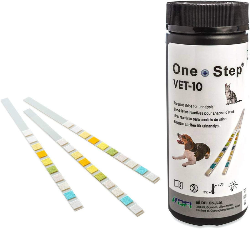 One Step Pet Urine Testing Strips, 100 x 10 Parameter Urinalysis Tests for Dogs, Cats, Vets, Accurate Testing for Veterinarians, Detects UTI, Diabetes, Bladder, Kidney, Liver, SG, pH, Glucose - BeesActive Australia