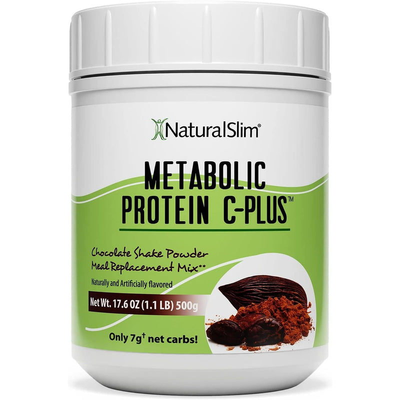 NaturalSlim Metabolic Protein C-Plus, Chocolate, 1.1 lb | Whey Protein Powder and Shake, Vitamin C, L-Glutamine and Digestive Enzymes, Support Metabolism, Energy and Gut Health Chocolate C Plus