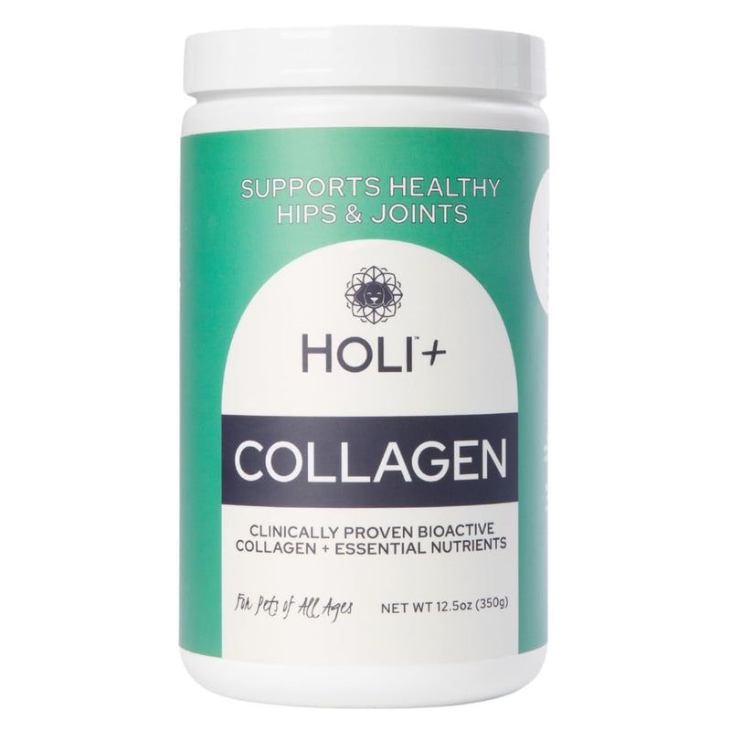 HOLI+ Collagen Supplement for Dogs - Hip and Joint Care Collagen Powder with Glucosamine and Hyaluronic Acid - Easy to Mix Functional Topper