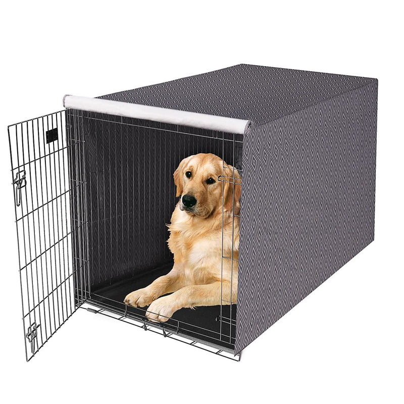 PetPrime Dog Crate Cover Indoor Durable Windproof Pet Kennel Cover Fit for 24 30 36 42 48 Inches Wire Dog Crate for Small Medium and Large Dog-Cover Only(42 Inch (42"x28"x30")) Grey 42 Inch (42"x28"x30") - BeesActive Australia