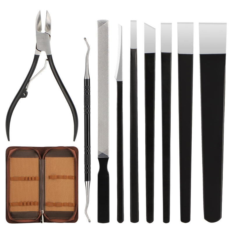 Segbeauty 9pcs Pedicure Knife Set, High Manganese Steel Foot File Set with Storage Bag, Ingrown Toenail Blade Tool for Cuticle Remover Callus Shavers Corn, Professional Foot Repair Sharp Blade Kit Angled Blade